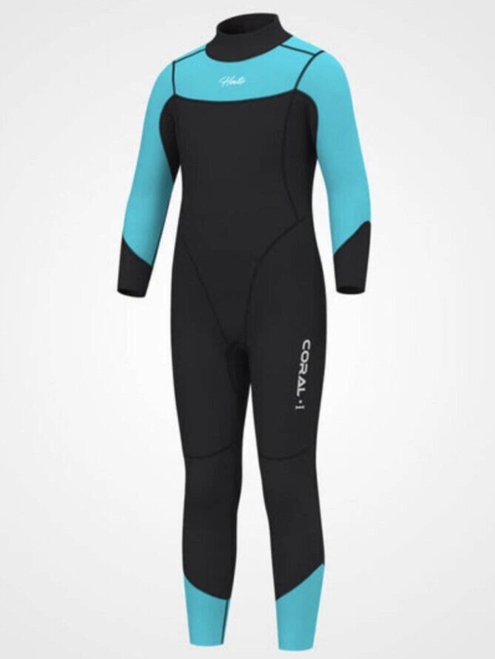 Herto Coral 1 Full Body Wetsuit Neoprene Youth Size 12 Black & Turquoise